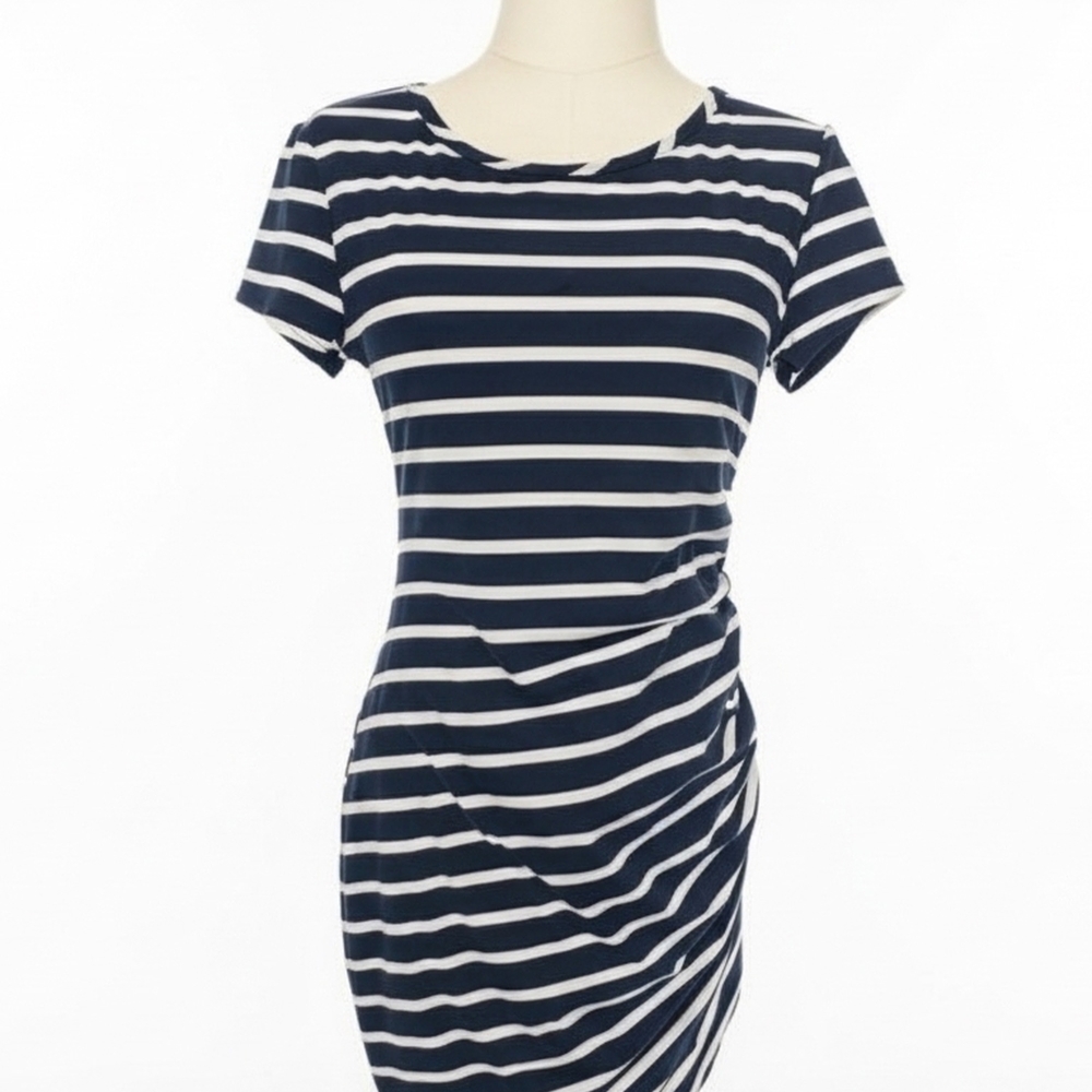 Navy and White Striped Dress
